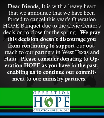 Operation HOPE USA Annual Banquet 2021 canceled.